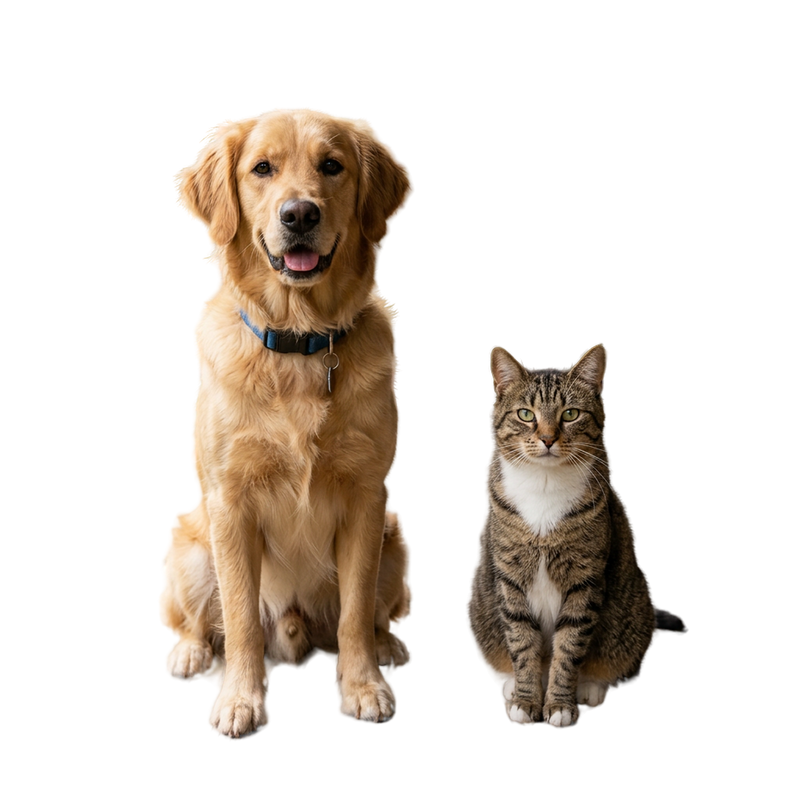 Happy dog and cat