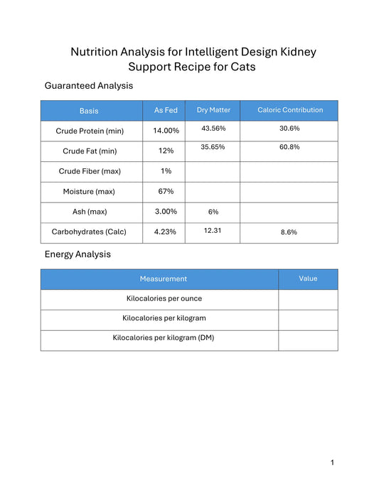 Intelligent Design Kidney-Support for Cats Darwin's Natural Pet Products